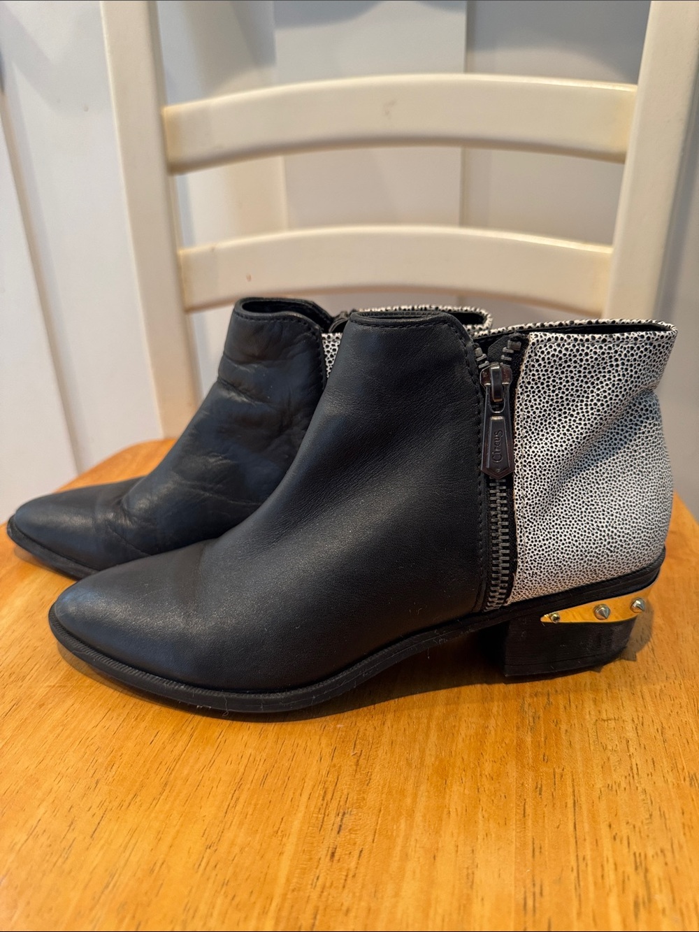 Circus by Sam Edelman Black and White Textured Ankle Booties with Side Zip